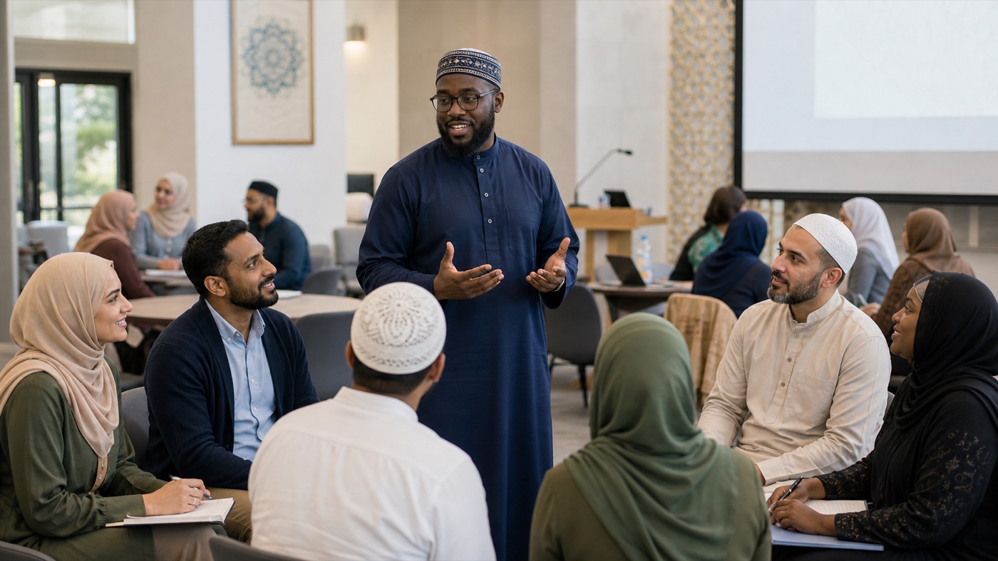 Diverse Muslim community leaders at a homebuyer education event