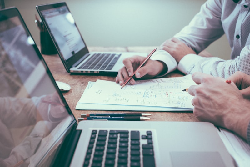 Professional reviewing documents