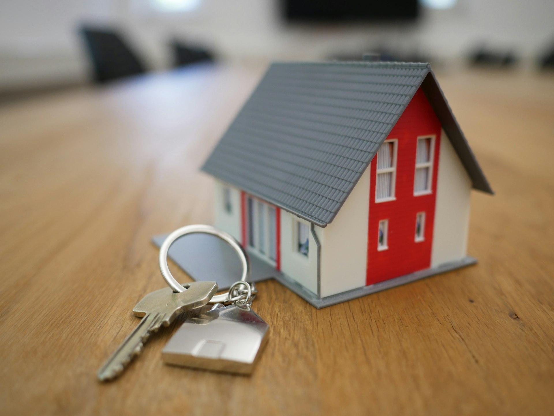 Family getting home keys