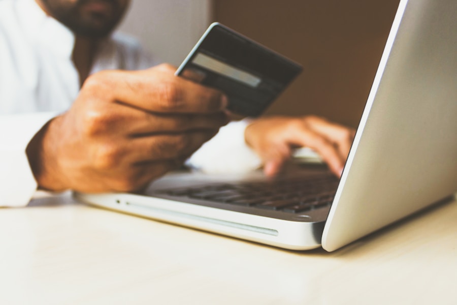 Credit score on laptop screen