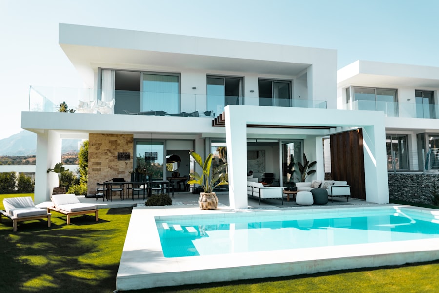 Modern luxury home at dusk